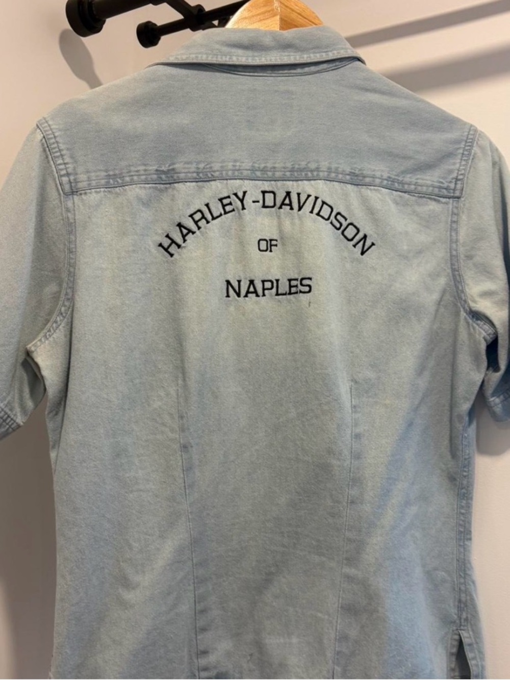 Harley-Davidson Light Blue Denim Shirt with Black Embroidery